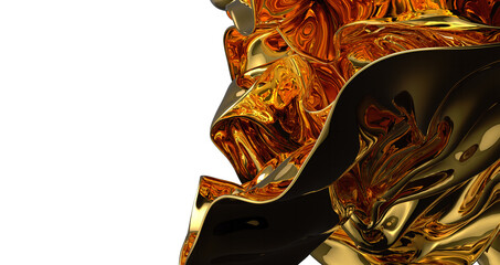 Luxurious Finesse: Abstract 3D Gold Cloth Illustration for Sophisticated Artistry