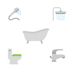 Bathroom items Household appliances.  Flat icon vector illustration. Editable stroke
