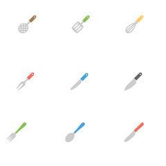 Utensil Icon Set .Household appliances. Flat icon vector illustration. Editable stroke
