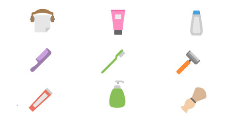 Washroom appliances icon set.  vector illustration. Editable stroke
