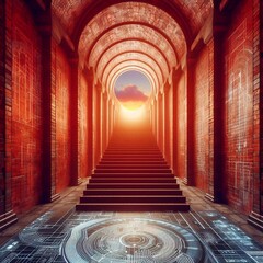 Stairway to cyber heaven. AI generated illustration