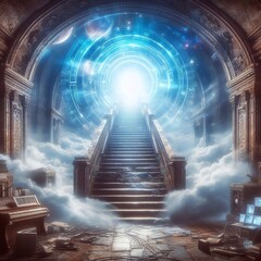 Stairway to cyber heaven. AI generated illustration