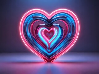 Heart neon Futuristic sign frame pink blue

