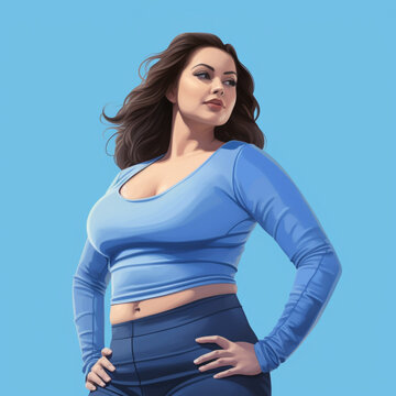 Plus size woman with sports clothes.