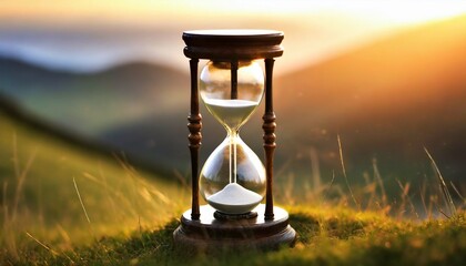 Hourglass with Running Sand - Concept of Time - Time is Money - Time is Running Out