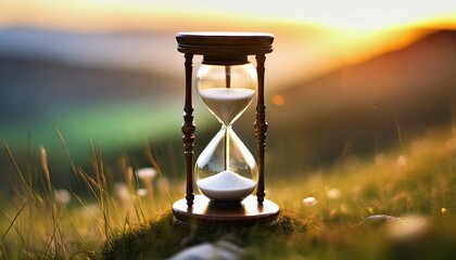 Hourglass with Running Sand - Concept of Time - Time is Money - Time is Running Out
