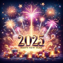 background with the words 2025 happy new year