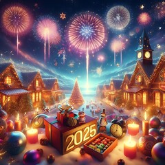 background with the words 2025 happy new year