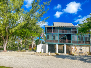Beautiful view of the structure at Pedro Castle St James with azure sky and green trees made of stone