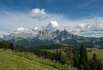 evocative image of the rocky Dolomites in summer