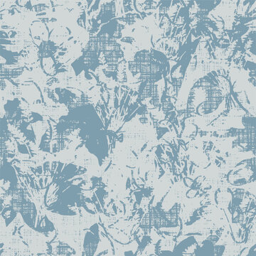 Abstract botanical Floral brush strokes seamless pattern design for fashion textiles, graphics, backgrounds and crafts linen texture  leaves silhouettes Chic rustic interior stylish pattern all over 