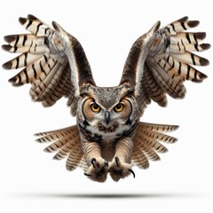 Eagle owl, Royal owl portrait, Buho real, Strigidae,  isolated White background