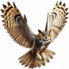 Obraz premium Eagle owl, Royal owl portrait, Buho real, Strigidae, isolated White background