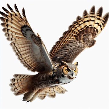 Eagle owl, Royal owl portrait, Buho real, Strigidae,  isolated White background
