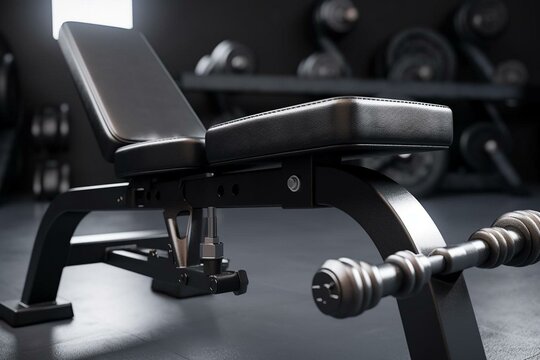 gym adjustable weight bench with barbell isolated on white backg. Generative AI