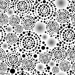 Seamless pattern of black circles. hand drawing. Not AI . Vector illustration