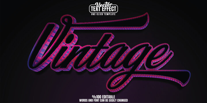 Retro wave editable text effect, customizable vintage and neon 3D font style