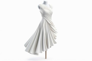 Wedding dress on a mannequin isolated on white background