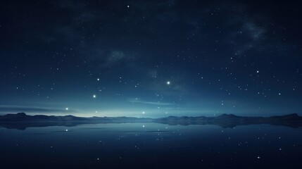 Fototapeta na wymiar a body of water with a sky full of stars in the sky and a mountain range in the back ground.
