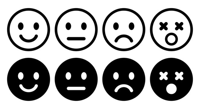 Emoticons icons set. Emojis flat style