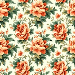 Fotobehang Floral botanical texture pattern with flowers and leaves. Seamless pattern can be used for wallpaper, pattern fills, web page background, surface textures. © Tanita
