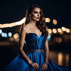 woman in evening dress on the street