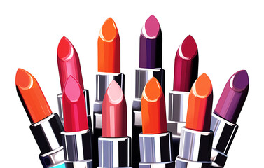 Obraz premium Set of colorful lipsticks isolated on white background