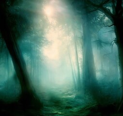 forest in the fog