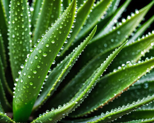 Soothing Aloe: Dew-Kissed Succulent Leaves