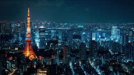 Fototapeta premium Night view of Tokyo