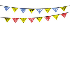 Fototapeta premium Party bunting flags with polka dot pattern, Vector illustration, Carnival colored garlands and bunting, Carnival colored garlands and bunting, colorful pennants