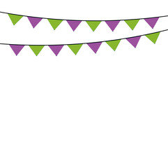 Bunting flags icon, Party celebration and festival theme, Vector illustration, pennant chain for party decoration, Minimalist festive birthday party flags, Festive bunting flags