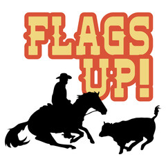 Flags Up Ranch Sorting Team Penning Cow Horse transparent