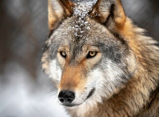 Naklejka na ściany i meble Wolf into the woods on winter