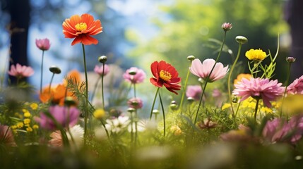 Obraz na płótnie Canvas Generative AI image of field of colorful flowers