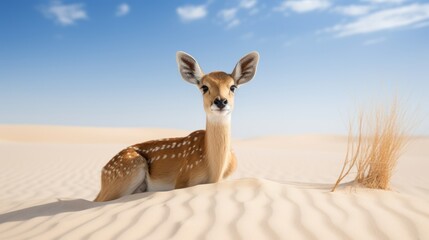 Generative AI image of a deer in the desert