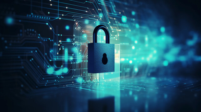 Data protection and cyber security on internet server network with secure login to protect privacy from attack. With Copy Space 