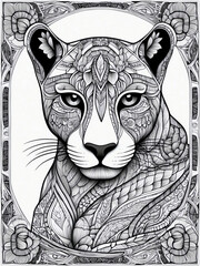 Cougar zentangle mandala coloring page