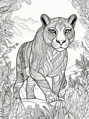 Mountain lion mandala zentangle coloring page