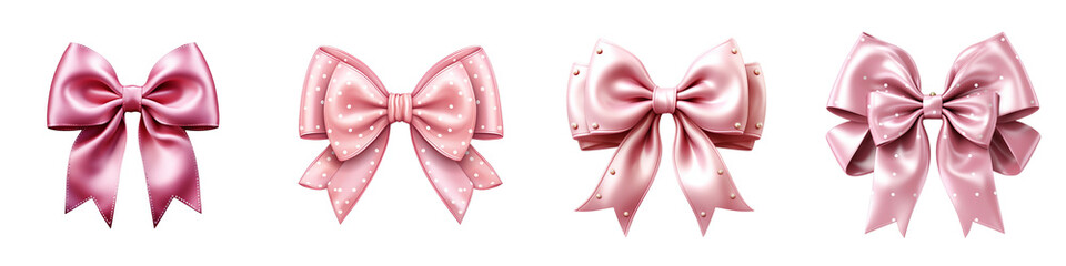 Pink holiday silk bow Hyperrealistic Highly Detailed Isolated On Transparent Background Png File