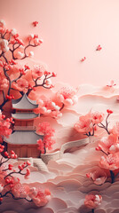 Spring festival background, surreal style, simple, atmospheric Generative AI