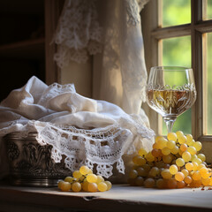 White wine and grapes Generative AI