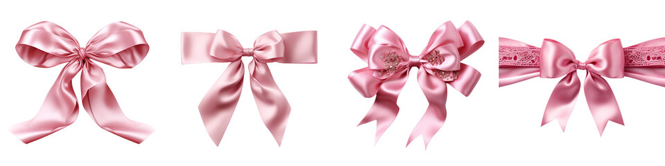 pink satin and rep ribbons Hyperrealistic Highly Detailed Isolated On Transparent Background Png File