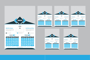 Happy New Year 2024 Wall Calendar Design 