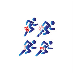 Running Man Sport Fitness Logo design vector template ribbon geometric style.