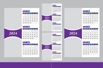 Happy New Year 2024 Wall Calendar Design 