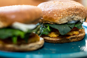 Hamburgesa vegetariana con pan de trigo integral