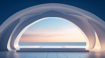Fototapeta premium minimalist architecture,3d render of abstract futuristic architecture with empty concrete floor