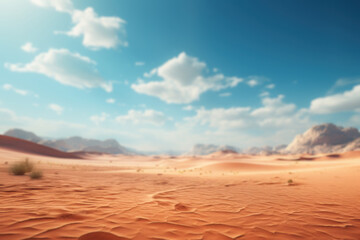 Naklejka premium A vast desert landscape with windswept dunes, showcasing the harsh yet captivating beauty of arid regions. Concept of desert allure. Generative Ai.