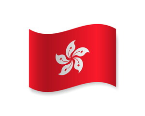 Flag of Hong Kong flat icon. Wavy vector element with shadow underneath. Best for mobile apps, UI and web design.